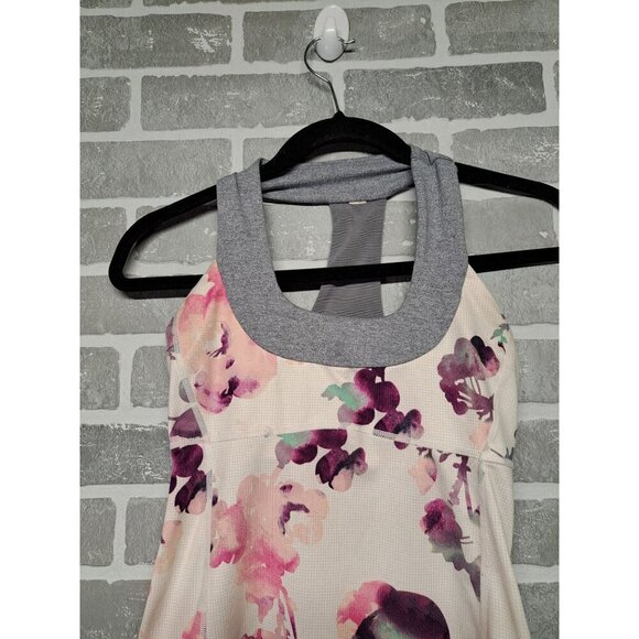 Lululemon Floral Scoop Neck Halter Back Rare Activewear Top Sz Small - Picture 4 of 11